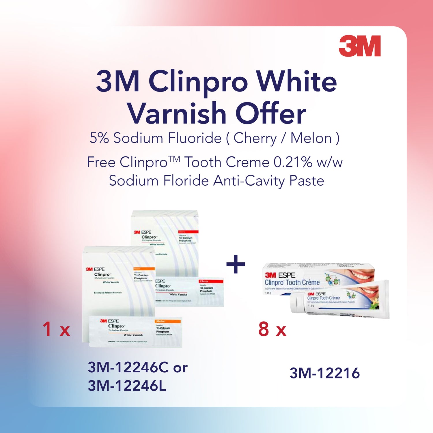 3M Clinpro White Varnish 5% Sodium Fluoride Varnish Cherry 100/Box