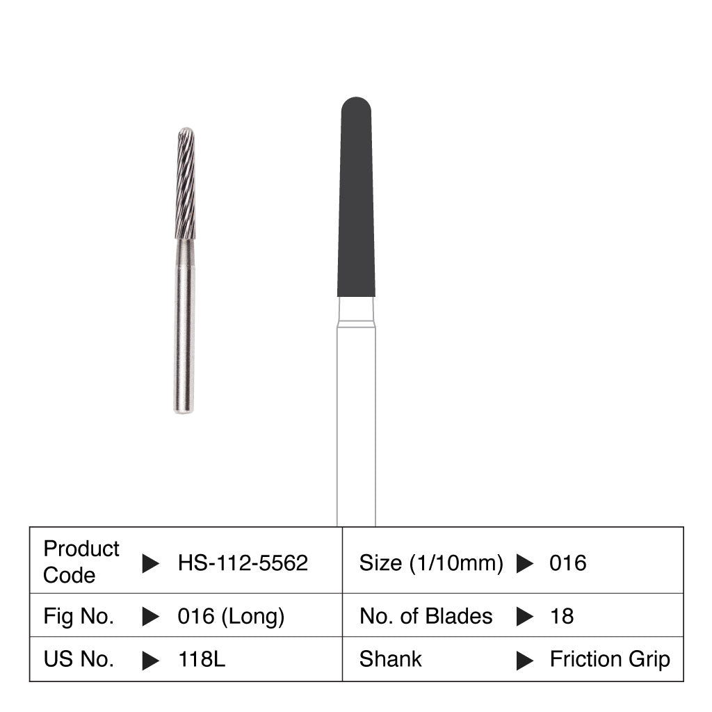 HS Carbide Bur Non-Sterile Orthodontic Friction Grip 118L 5/Pack