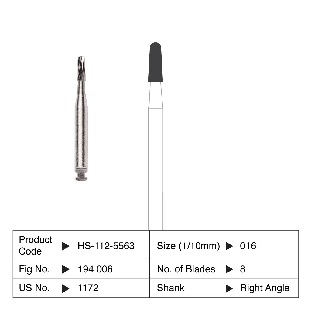 HS Carbide Bur Non-Sterile Orthodontic Right Angle 1172 5/Pack