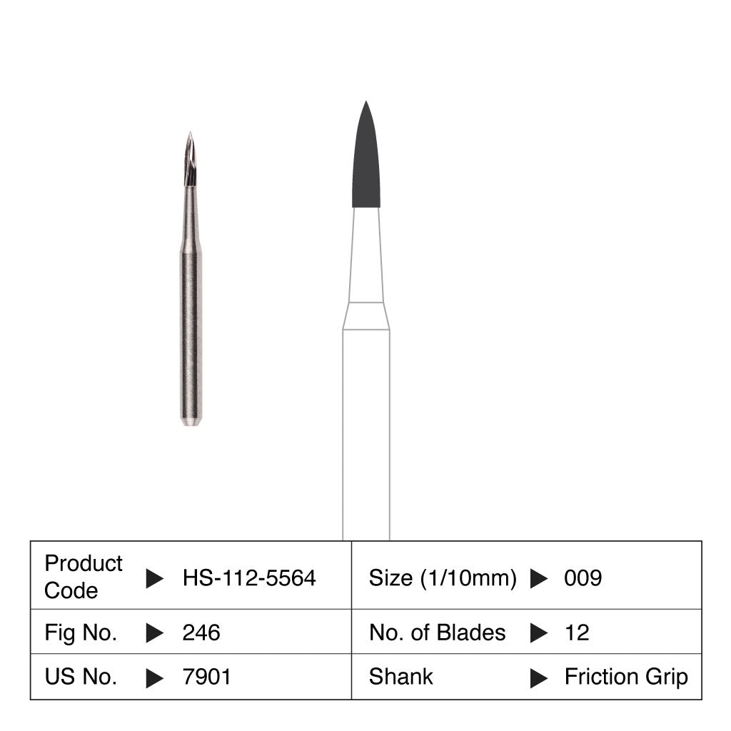 HS Carbide Bur Needle Orthodontic Friction Grip 7901 5/Pack