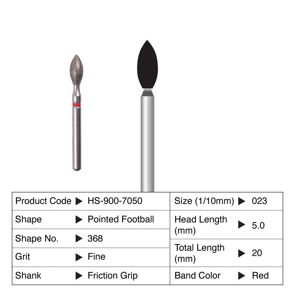 HS Maxima Diamond Bur Friction Grip 5/Pack - Pointed Football, Football -NEW