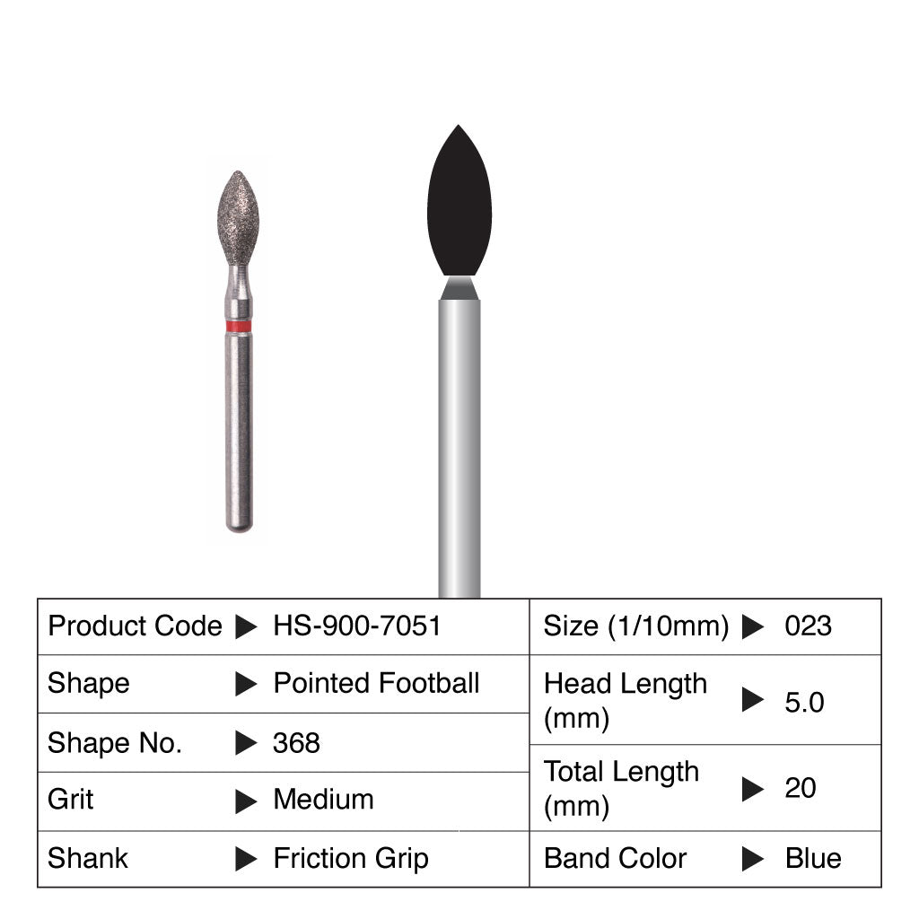 HS Maxima Diamond Bur Friction Grip 5/Pack - Pointed Football, Football -NEW