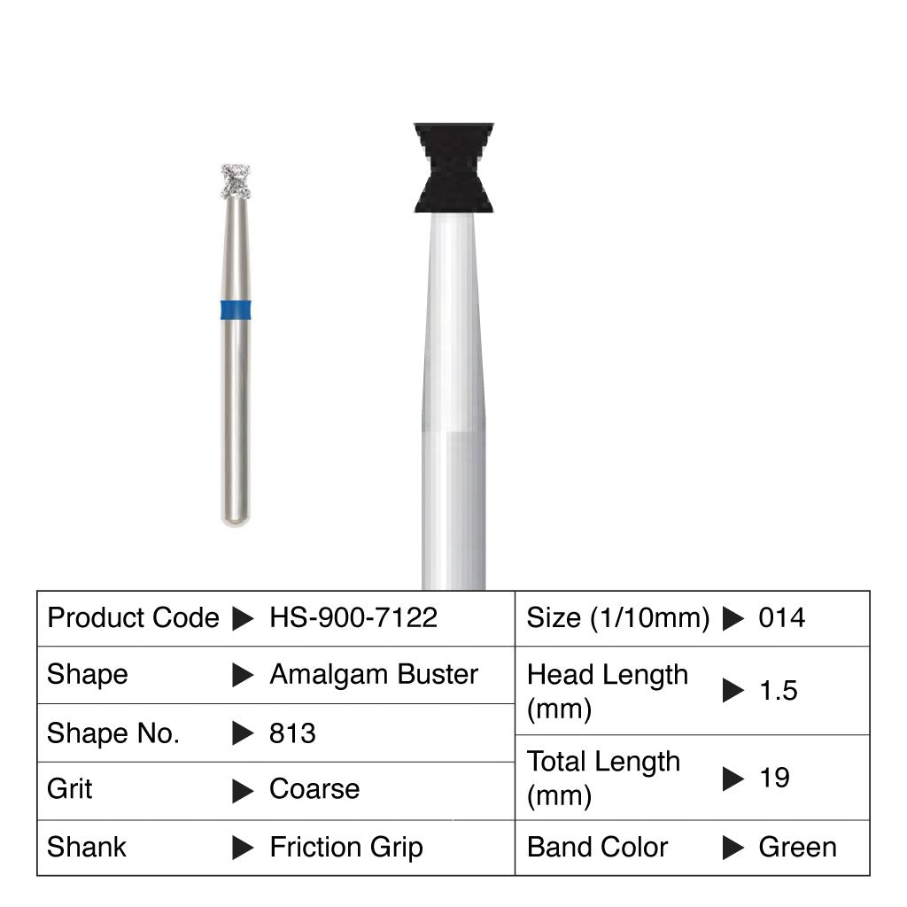 HS Maxima Diamond Bur Amalgam Buster Friction Grip Coarse 813-014C 5/Pack