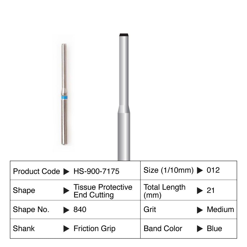 HS Maxima Diamond Bur Tissue Protective End Cutting Friction Grip Medium 840-012M 5/Pack