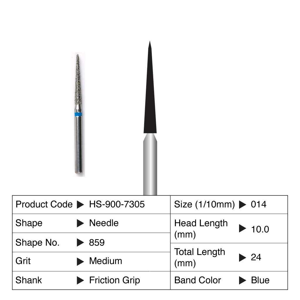 HS Maxima Diamond Bur Needle Friction Grip Medium 859-014M 5/Pack