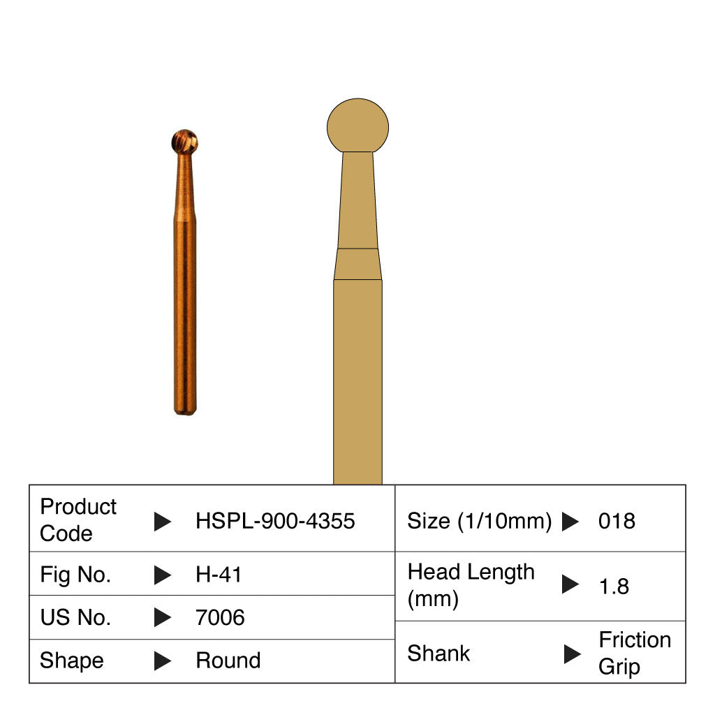 HSPL Carbide Bur Round Trimming &amp; Finishing Friction Grip 7006 5/Pack