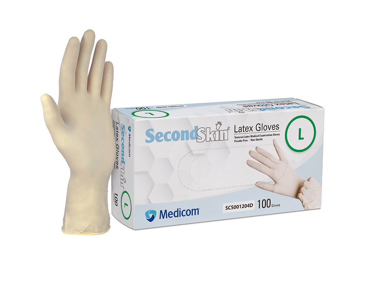 Medicom Second Skin Latex Gloves Powderfree 100/Box