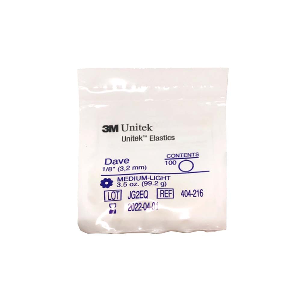 [WINTER] 3M Unitek Latex Intraoral Elastics-Dave, 1/8&quot;, 3.5oz Medium-Light, 30x100Pcs/Pack