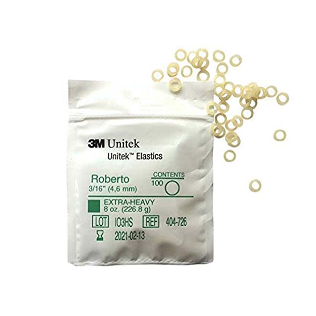 [WINTER] 3M Unitek Latex Intraoral Elastics-Roberto, 3/16&quot;, 8oz Extra-Heavy, 30x100Pcs/Pack