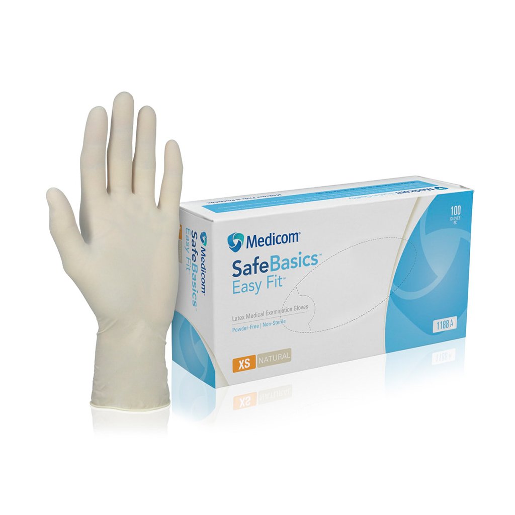 Medicom SafeBasic Easy Fit Latex Gloves Powder Free XXS 100pcs/Box