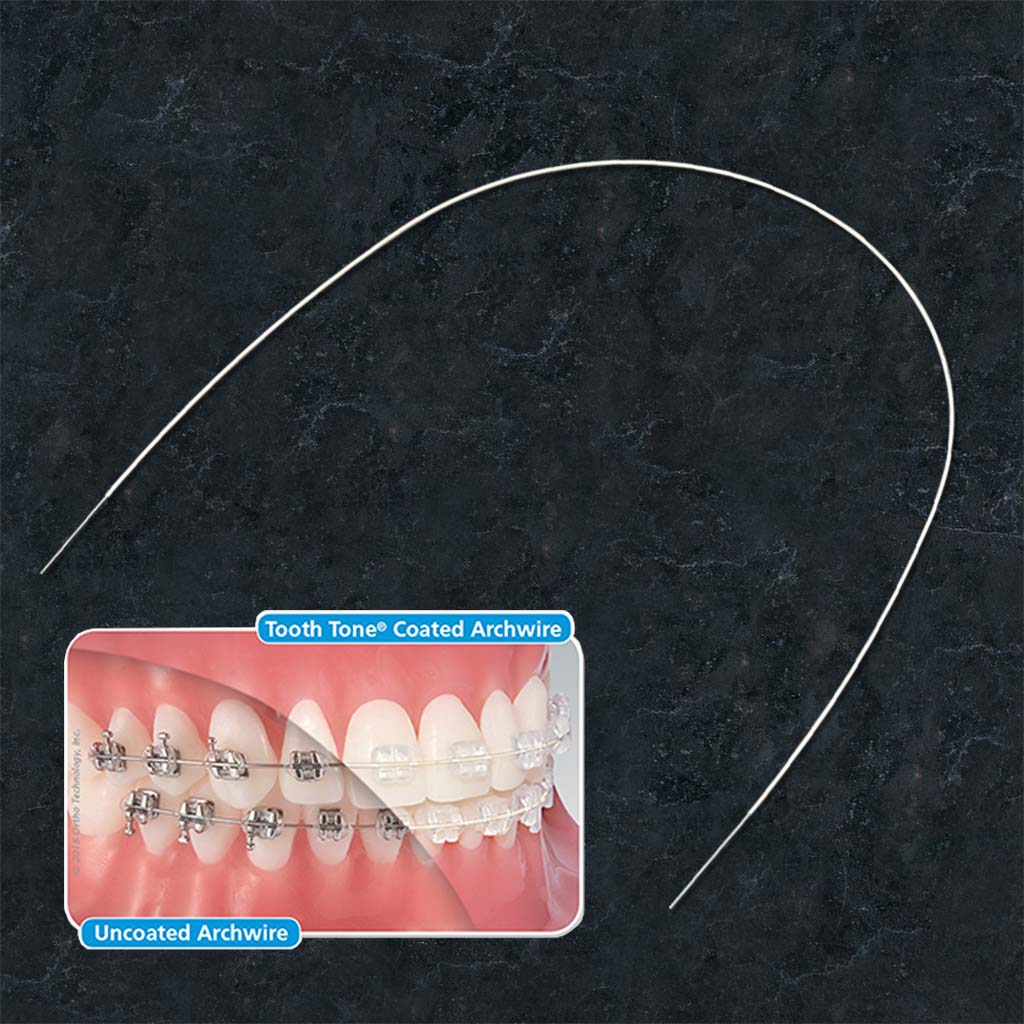 Ortho Technology Tooth Tone Coated Stainless Steel Full Form Archwire, Upper .018x.018",  10 pcs/pack